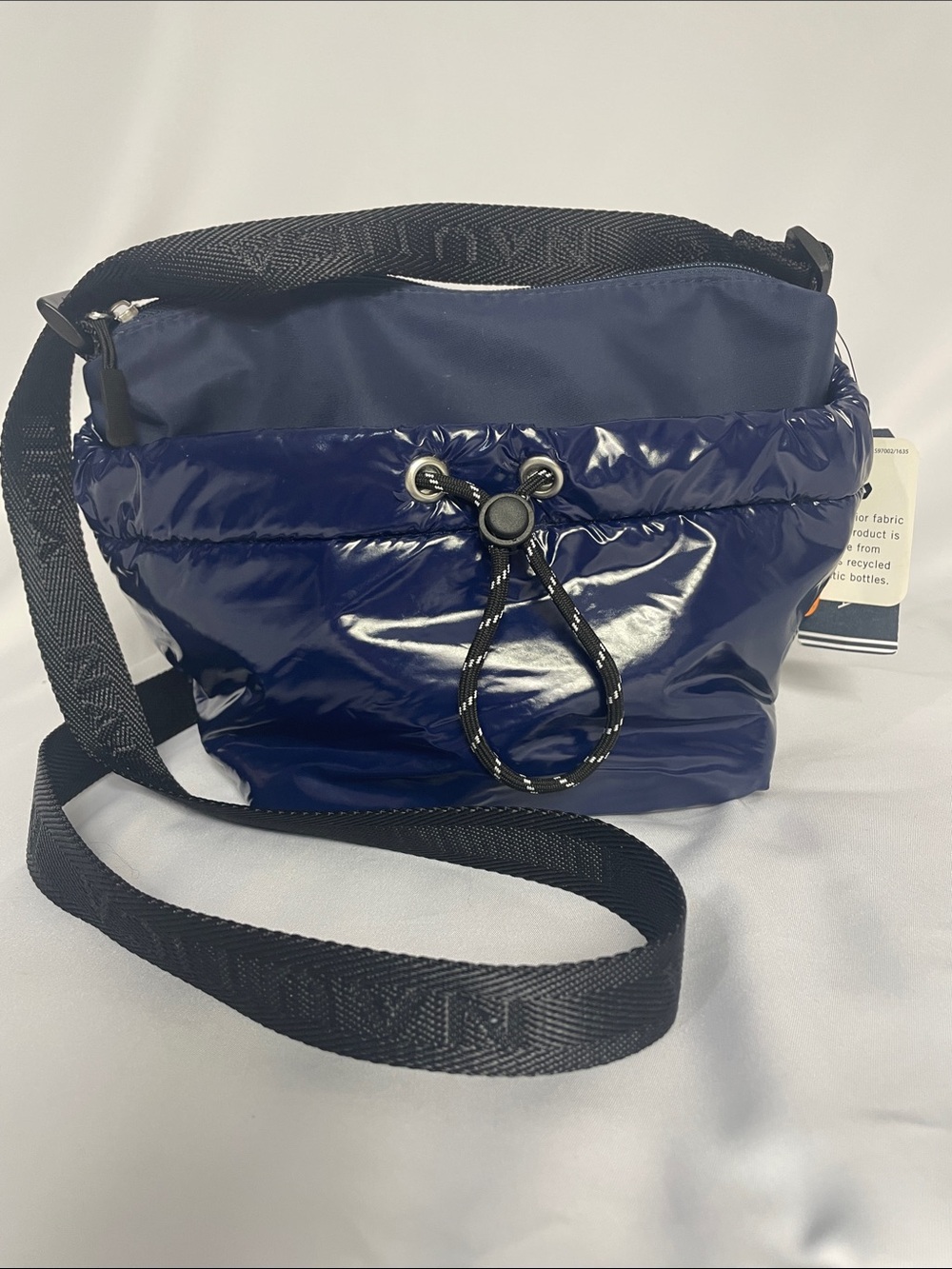 Nautica Glossy Navy Quilted Drawstring Crossbody